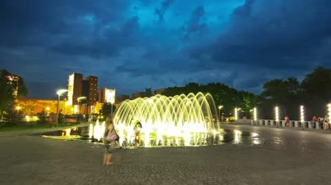 Relax by the fountain Stock Footage 11359523