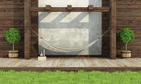 Relax in a garden with hammock Stock Illustration