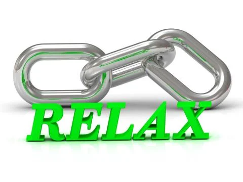 RELAX- inscription of color letters and Silver chain of the section on white Stock Illustration