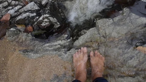 Relax with playing waterfall and stone Stock Footage 129694156