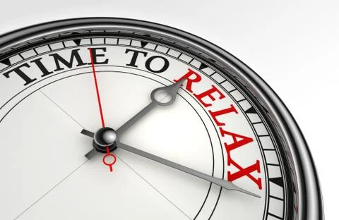 Relax red word on concept clock Stock Illustration