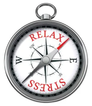 Relax stress concept compass Stock Illustration