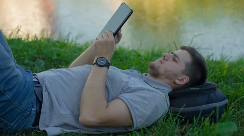 Relax With a Tablet Video stock 67447833