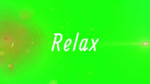 Relax text appearing on green screen background with golden particles with Stockbeeldmateriaal 344634362