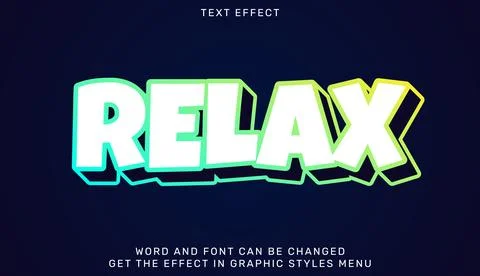 Relax text effect template in 3d design Stock Illustration