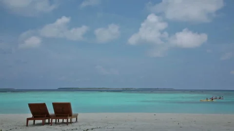 Relax time. Two couples kayaking on vacation Stock Footage 46371310