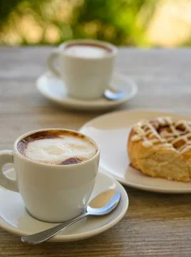 Relax time two cups of coffee with taste. Stock Photos