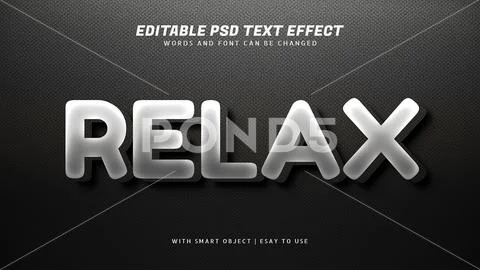 Relax white text effect editable PSD Template