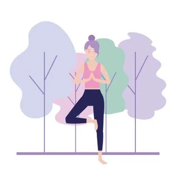 Relax woman doing exercise posture Stock Illustration