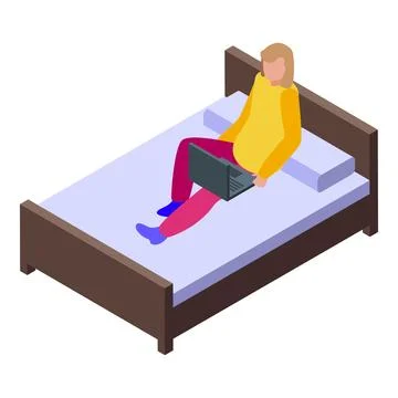 Relax work in bed icon isometric vector. Connection worker Illustrazione stock