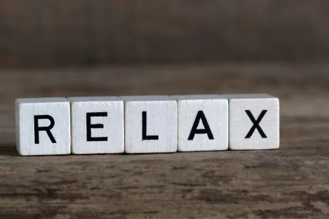 Relax, written in cubes Stock Photos