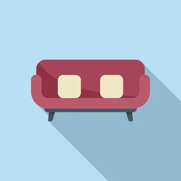 Relax zone sofa icon flat vector. Room furniture Ilustración de archivo