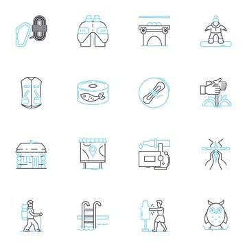 Relaxation activities linear icons set. Yoga, Meditation, Massage, Spa Stock Illustration