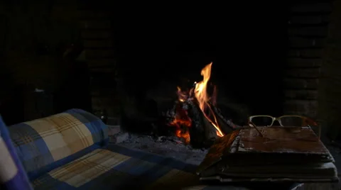 Relaxation and fire Stock Footage 44261406