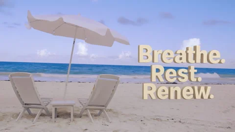 Relaxation and mindfulness beach scene with inspiring message Stock Footage 319051625