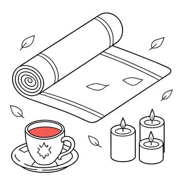Relaxation and Self Care Routine Minimal Line Art Icons Stock Illustration