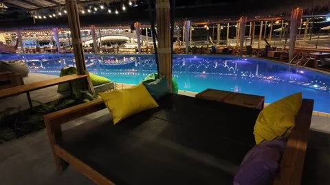 Relaxation area by the pool Video stock 309129032