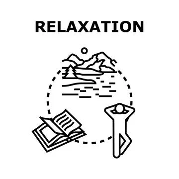 Relaxation concept visualizing nature, reading, and meditating Stock Illustration
