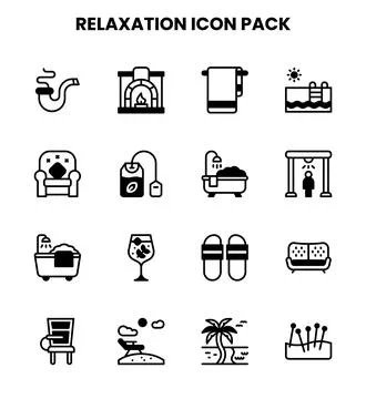 Relaxation DuoTone Vector Icons Pack Stock Illustration