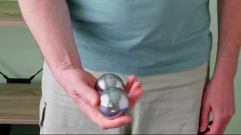 Relaxation Exercise Using Chinese Baoding Balls Stock Footage 296579973
