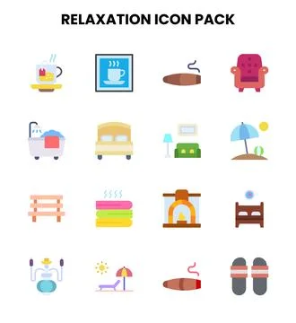 Relaxation Flat Bundle Icons Pack Stock Illustration
