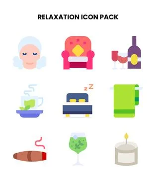 Relaxation Flat Collection Icons Pack Stock Illustration