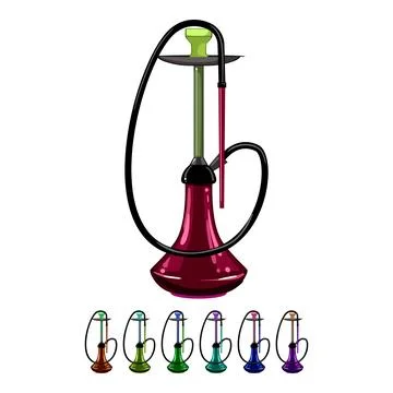 Relaxation hookah shisha cartoon vector graphic sign color Stock Illustration