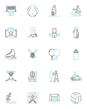 Relaxation linear icons set. Serenity, Tranquility, Bliss, Calmness Stock Illustration