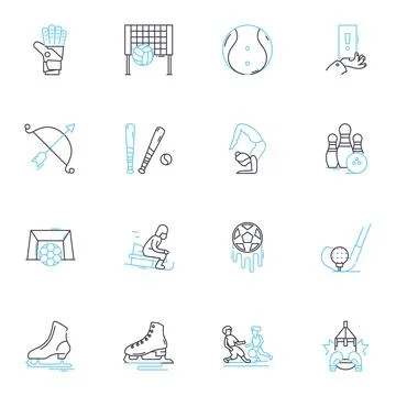 Relaxation linear icons set. Serenity, Tranquility, Bliss, Calmness Stock Illustration