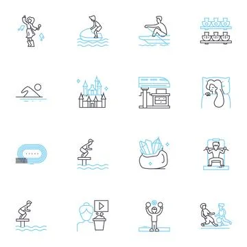 Relaxation methods linear icons set. editation, Yoga, Breathing, Massage 스톡 일러스트