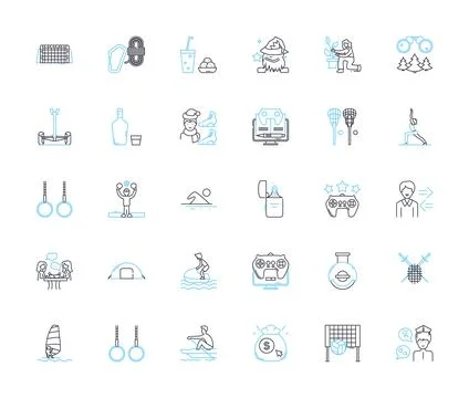 Relaxation methods linear icons set. editation, Yoga, Breathing, Massage Stock Illustration