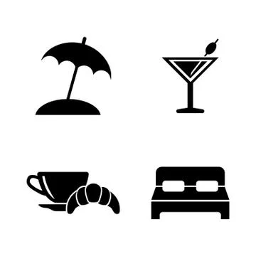 Relaxation, Rest. Simple Related Vector Icons Stock Illustration