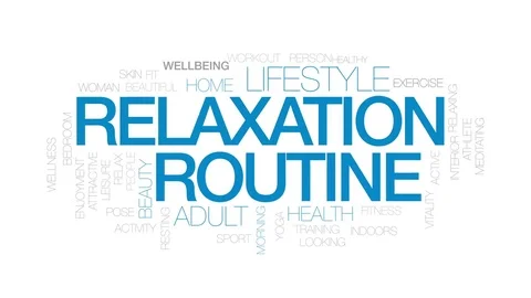 Relaxation routine animated word cloud, text design animation. Kinetic Stock Footage 80073379
