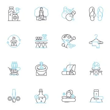 Relaxation techniques linear icons set. Meditation, Breathing, Yoga, Tai chi Illustrazione stock