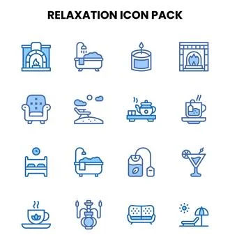 Relaxation Two Colour Graphics Icons Pack Stock Illustration