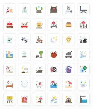 Relaxation Vector Icon Repository containing 42 Flat 256x256 Grid Fitted gr.. Stock Illustration