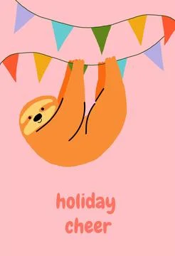 Relaxed and smiling cute sloth 库存插图