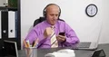 Relaxed Business Man Listening Music Mobile Phone Internet Video Break Time Rest 4k or 4k+ Resolution