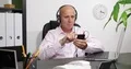 Relaxed Business Man Listening Music Mobile Phone Internet Video Break Time Rest 4k or 4k+ Resolution