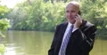 Relaxed Business Man Talking Cellphone Happy Person Talk Mobile Phone Smile Face 4k or 4k+ Resolution