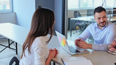 Relaxed job interview in the office Stock Footage 94838130