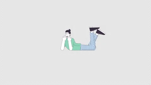 Relaxed man bouncing legs line 2D character animation Stock Footage 270142553