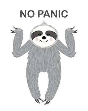 Relaxed sloth. Vector illustration. A funny, cute poster Stock Illustration