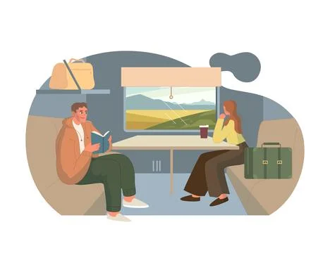 Relaxed Travel by Train. Stock Illustration
