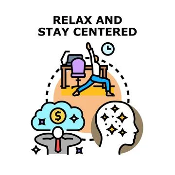 Relaxing and staying centered for work life balance Stock Illustration