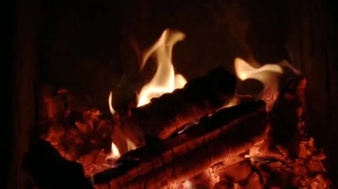 Relaxing background with fire in the fireplace for TV Stock Footage 225067353