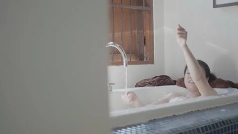 Relaxing Bath Experience for Enhanced Self-Care Stock Footage 342281527