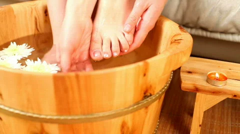 Relaxing bath for feet Stock Footage 607751