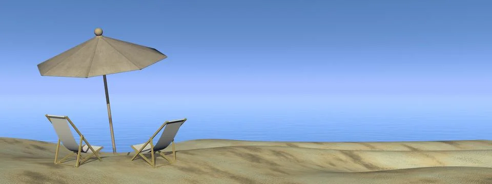 Relaxing at the beach - 3D render Stock Illustration