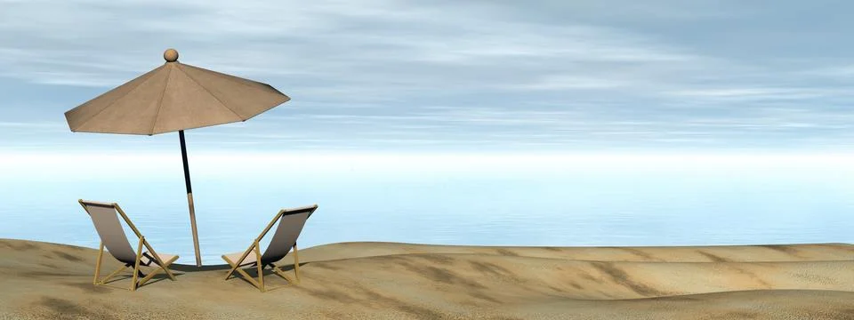 Relaxing at the beach - 3D render Stock Illustration